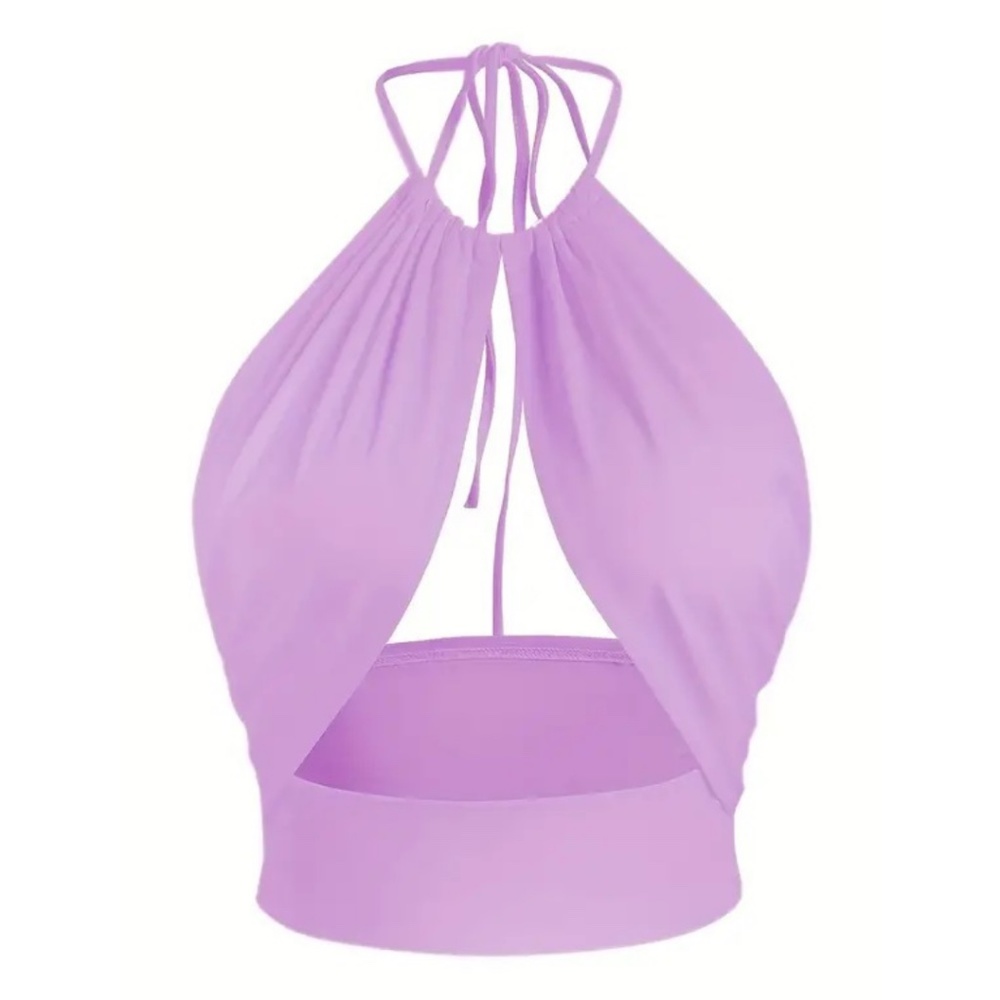 Brand new with tags Isabelle LaRue Light Lavender Purple Cutout Halter Crop Top